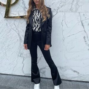 Weekday Black Satin Tailored Blazer Set